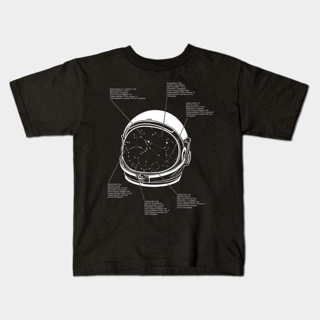 Constellation on Astronaut Helmet Kids T-Shirt by Ali Kalkanlı